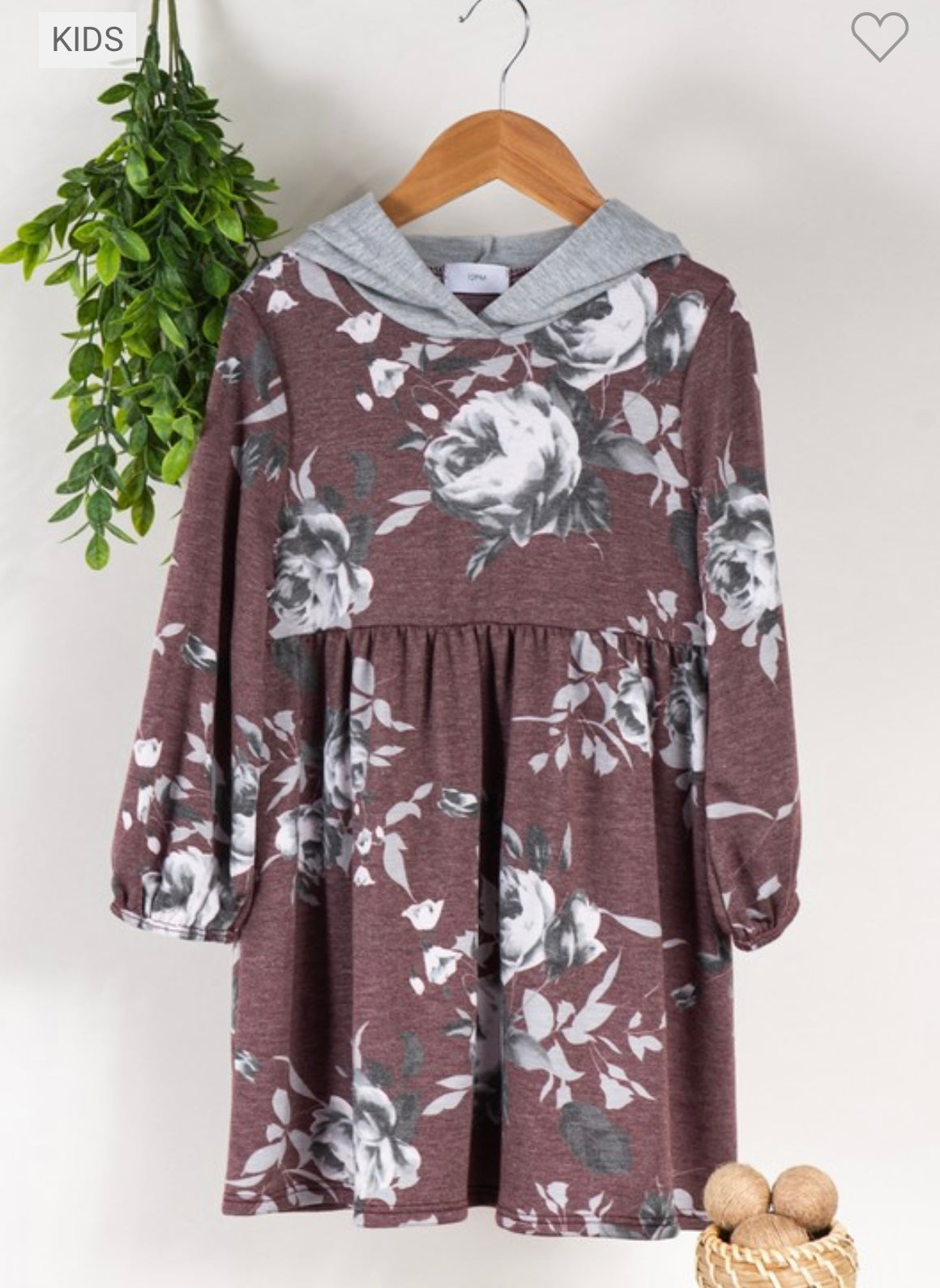 KIDS CONTRAST HOODIE FLORAL DRESS