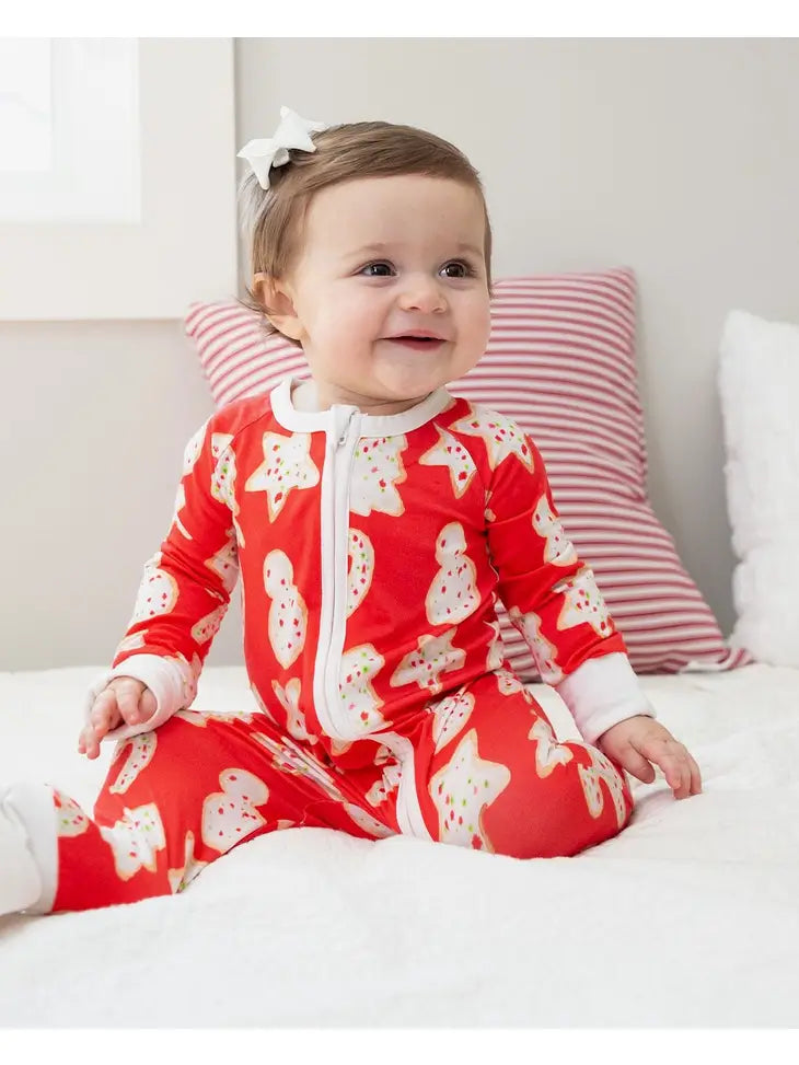 Christmas Cookies Zipper Onesie- Bamboo