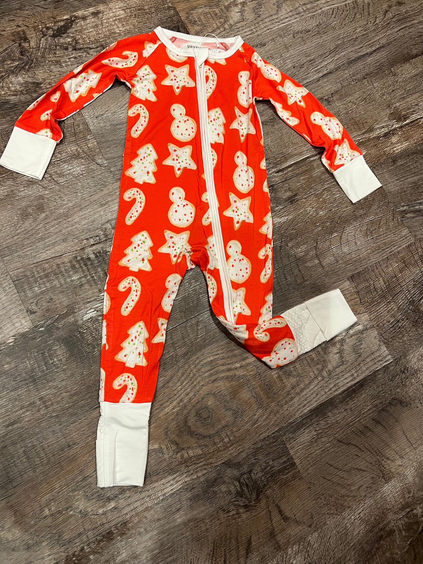 Christmas Cookies Zipper Onesie- Bamboo