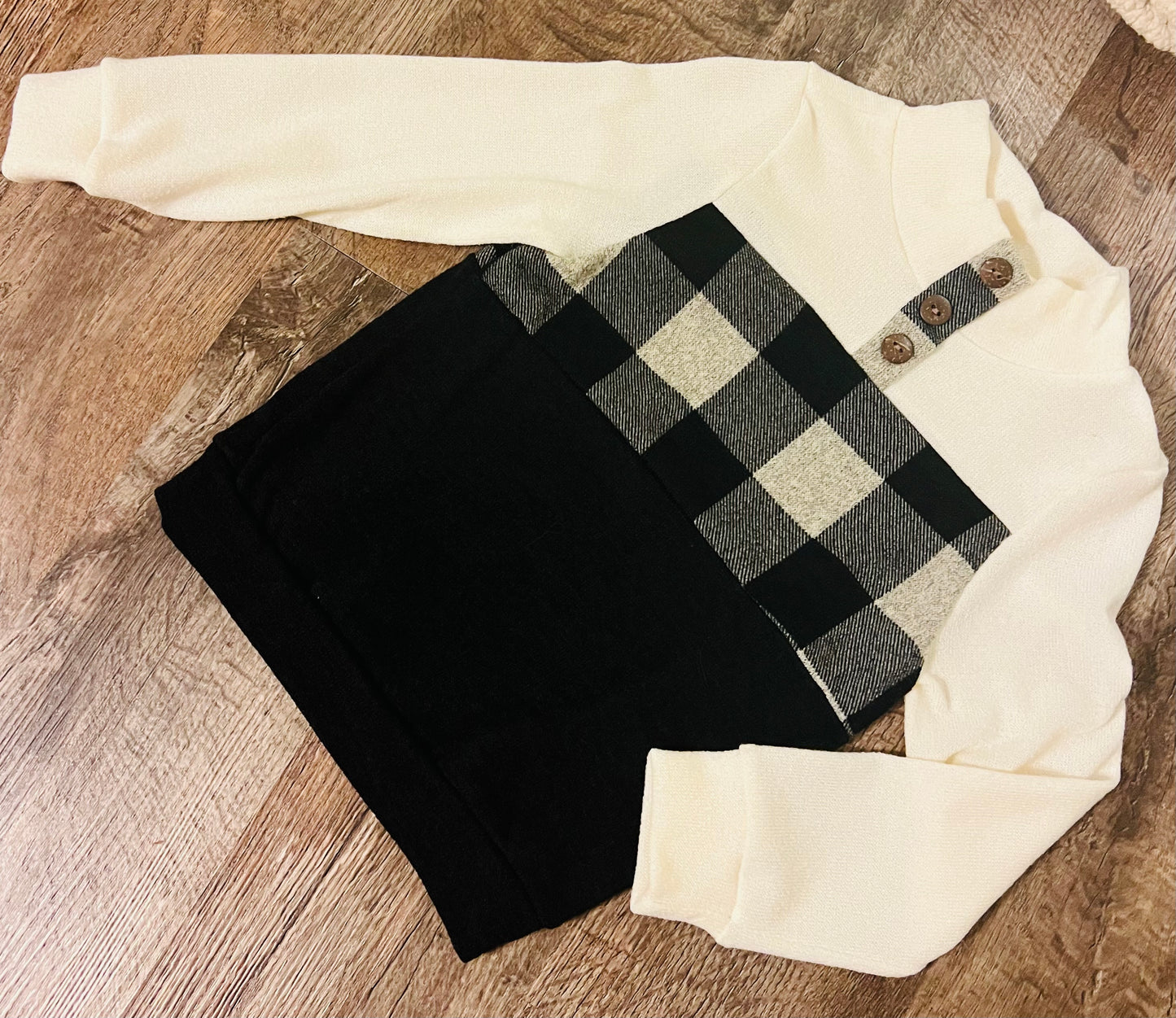 COLOR BLOCK TOP- CREAM/TAUPE