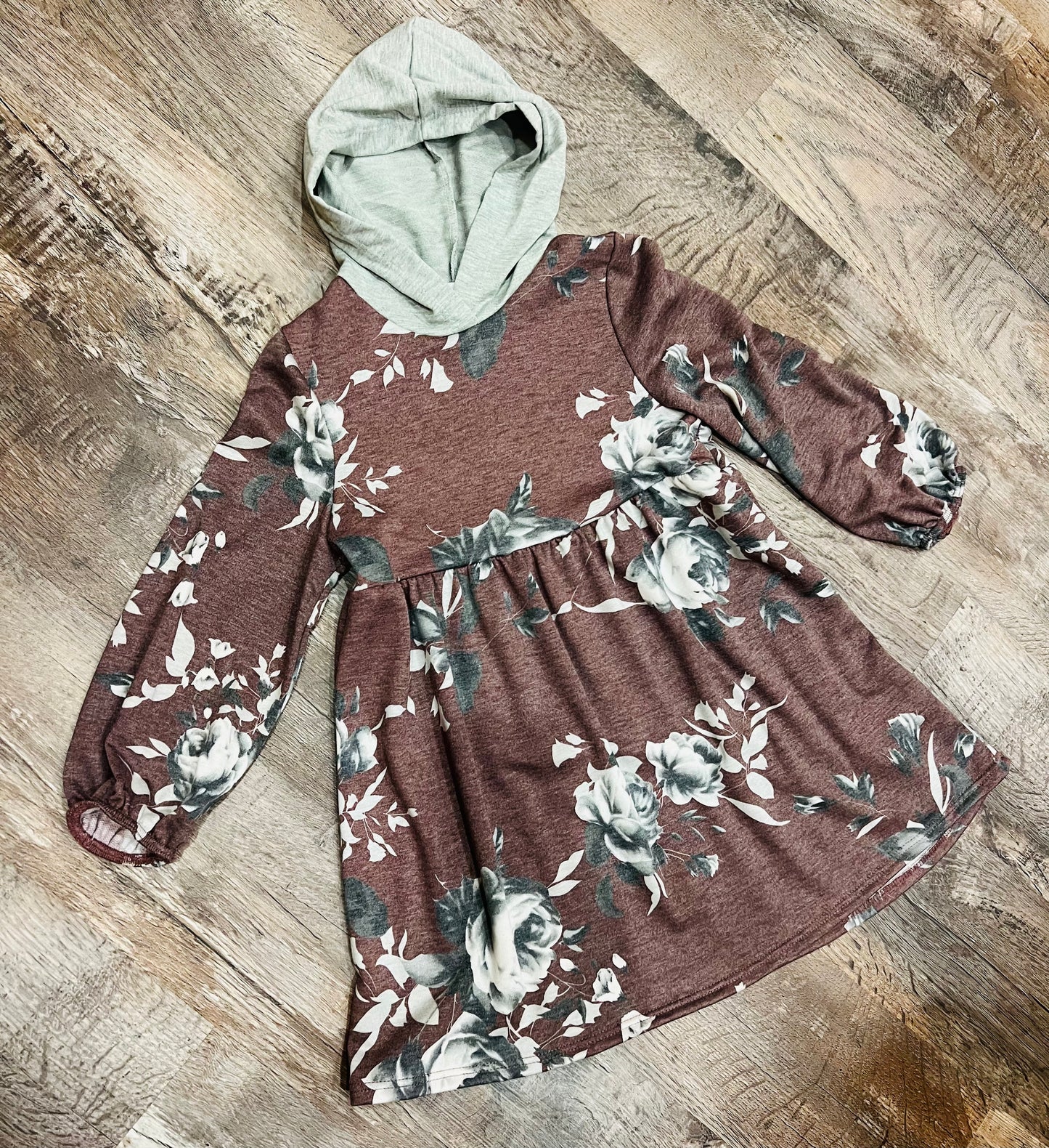 KIDS CONTRAST HOODIE FLORAL DRESS