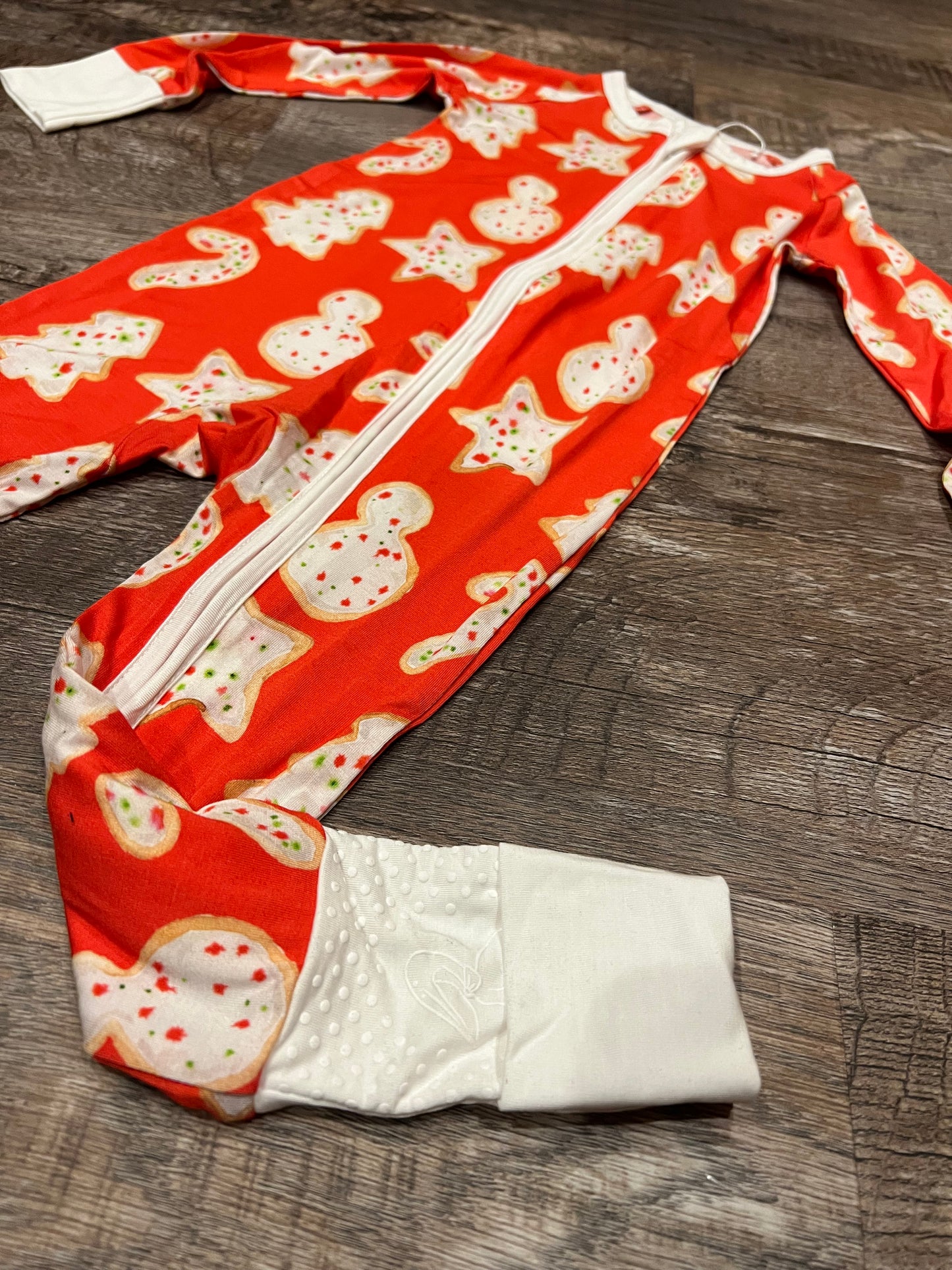 Christmas Cookies Zipper Onesie- Bamboo