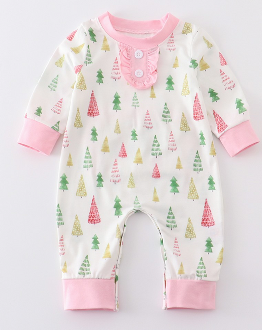 Pink Christmas Tree Romper