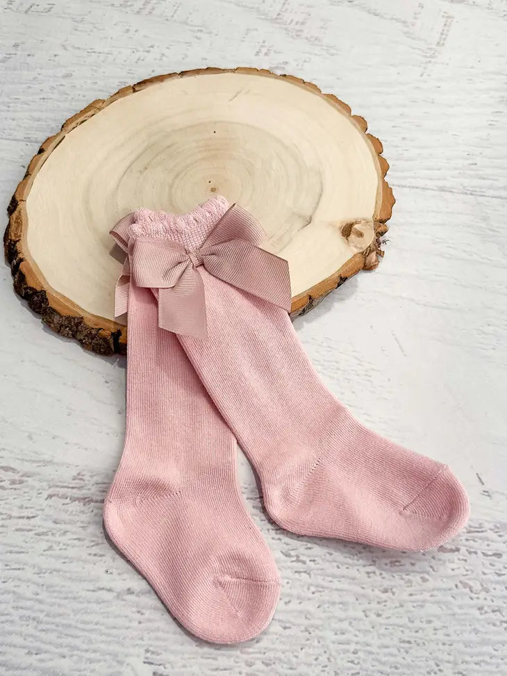 Dusty Rose Bow Socks