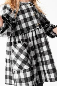 Girls black and white plaid dress