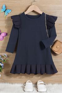 Girls long sleeve ruffle dress (2 colors)